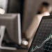 Automatic trading software chart on a laptop.