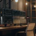 AI-powered trading charts on monitors.