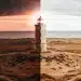 Lighthouse in stormy market symbolizing safe investment strategy.